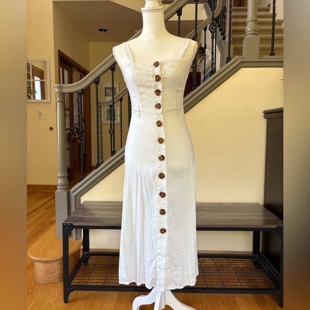 Forever 21 Elegant White Button-Down Dress Size Small - Picture 4 of 13